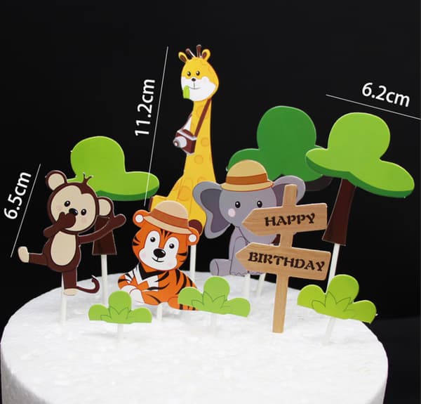 11 st skogsdjur djungel tårtdekoration zoo lejon cupcake topper