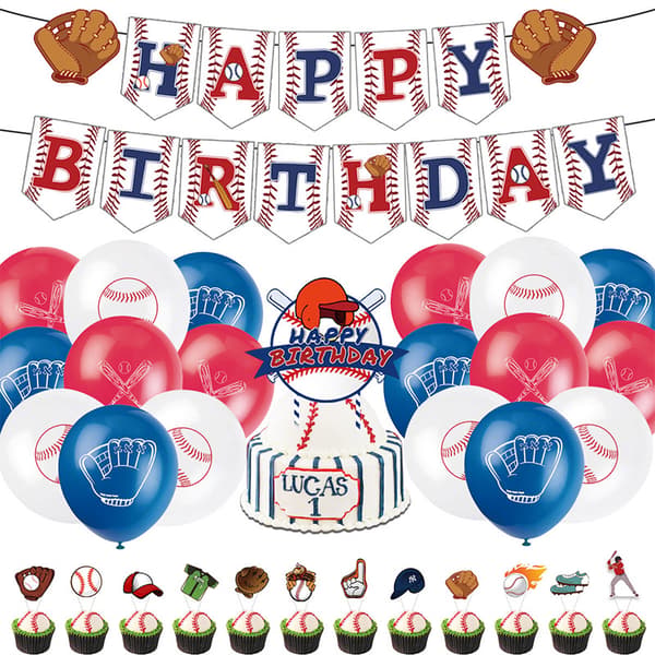 Sports Baseball Bursdagsfestsett Bursdagsbanner Kakeflagg Ball