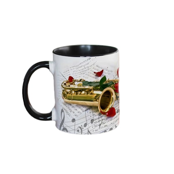 Musikalisk Kaffemugg Keramisk Nyhet Musiknot Kopp Stor 350ml Kapacitet Gitarr Piano Violin Design Varm Dryckesmugg Musikalisk Gåva för Musikälskare Hem D D