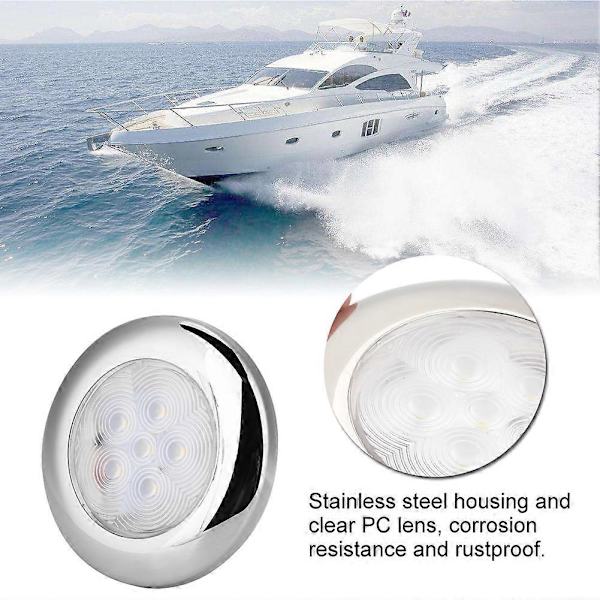 Til Marine Båd Yacht 6 LED Lys Kuppel Lys Lampe 12V DC Rustfrit Stål Hvid