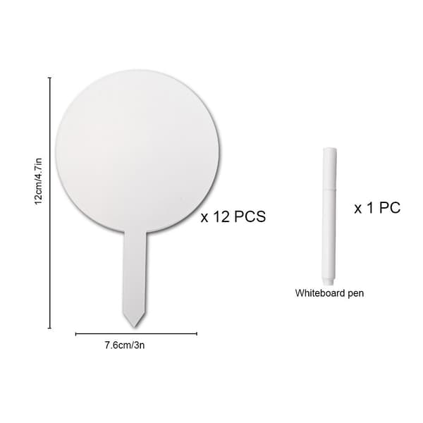 1 set med 12 planteringsetiketter - runda plastetiketter, miniatyrpla