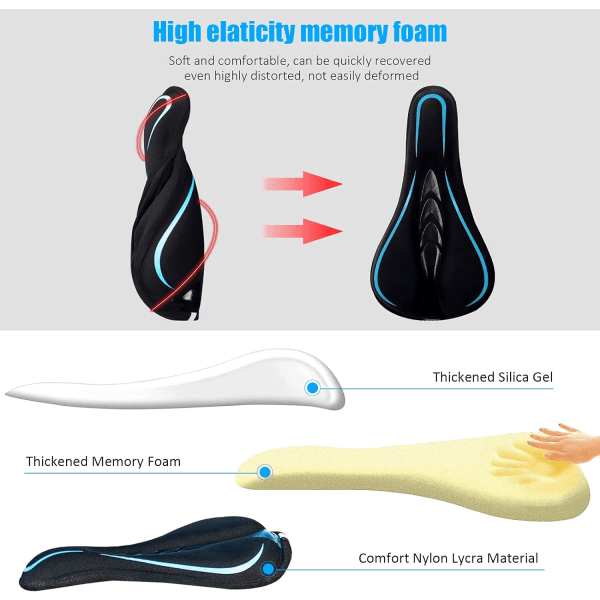 Gel Sadelöverdrag för Cykel, Super Mjukt Mountainbike Sadelöverdrag med