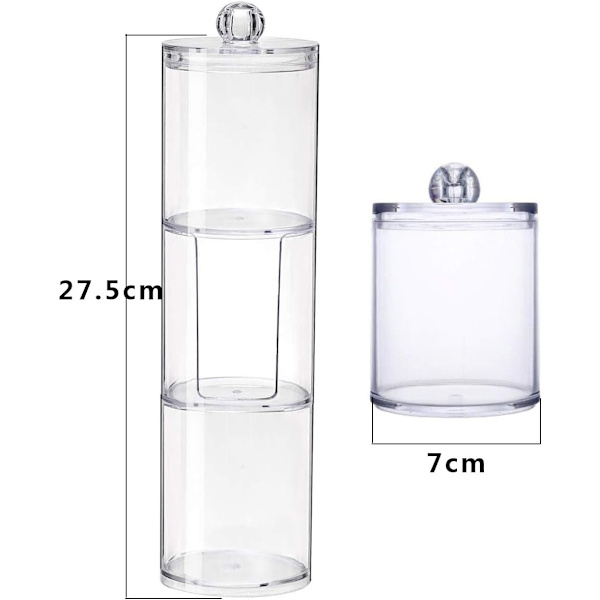 3 i 1 Vatpindsholderboks Plastik Vatpindsholder Transparent