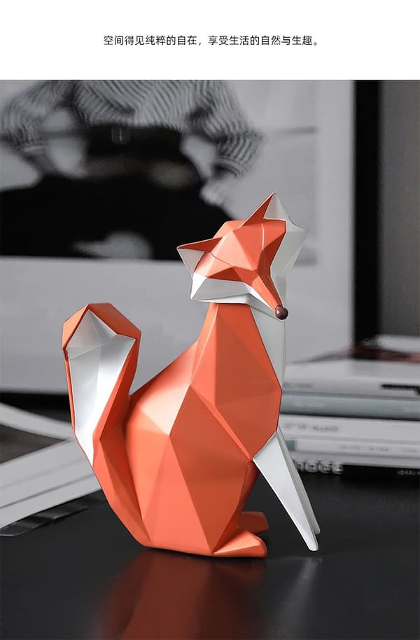 Modern räv djur harts ornament, räv baby, orange