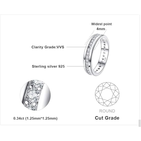 Kvinders forlovelsesring vielsesring, 49 mm kanaler Cubic Zirconi