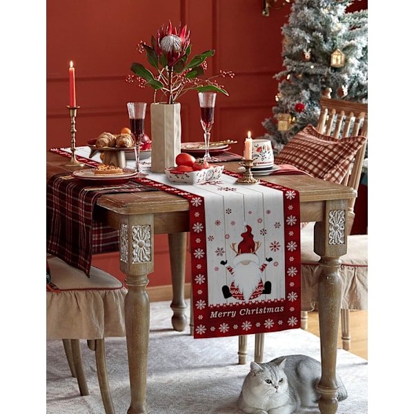 ##/Julbordstablett, Tomte Röd Rutiga Rustik Tablett##/
