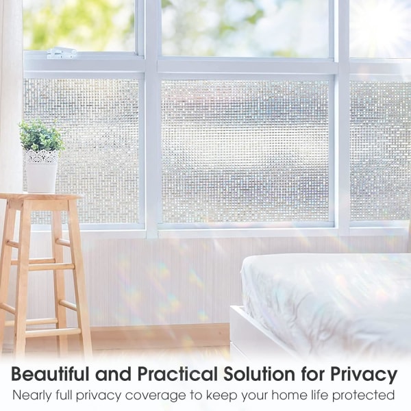 Tinted Rainbow Window Film: Translucent Mosaic Window Privacy Fi