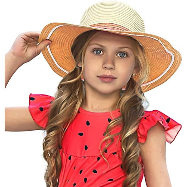 Orange-Girls Halmhattar, Barn Sommar Solhatt för Strandresor Hej