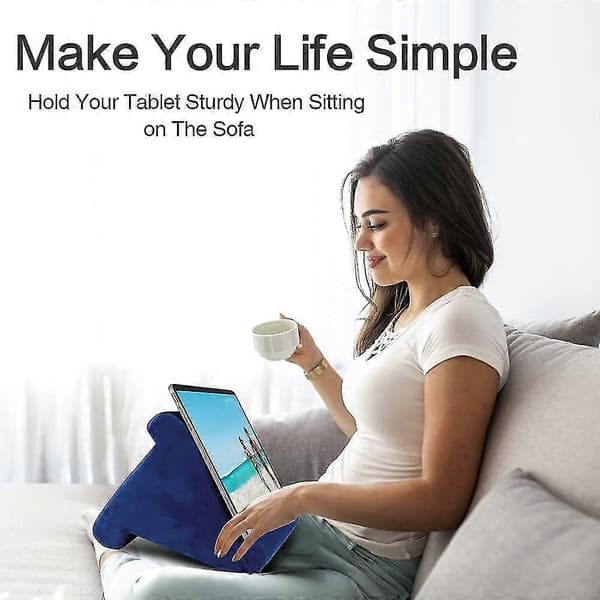Tablet Stand Pude, Multi-vinkel Blød Pude Skød Stand, Kileholder, Bærbar Trekant Tablet Stand (sort) blue