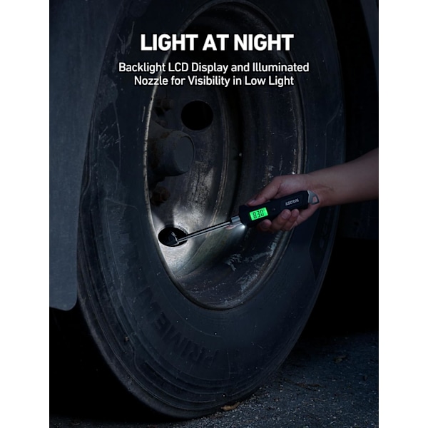 Digital dæktryksmåler 230 PSI RV Heavy Duty dobbelt hoved rustfrit stål