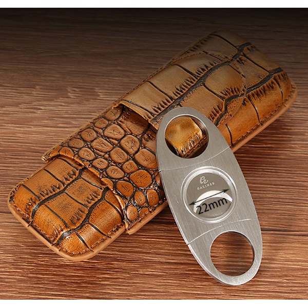 Cigar etui saks sæt (Brun)
