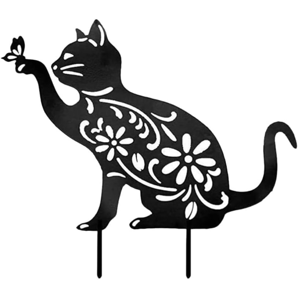 Hagedekorasjon i metall, katt, 1 stk, hul