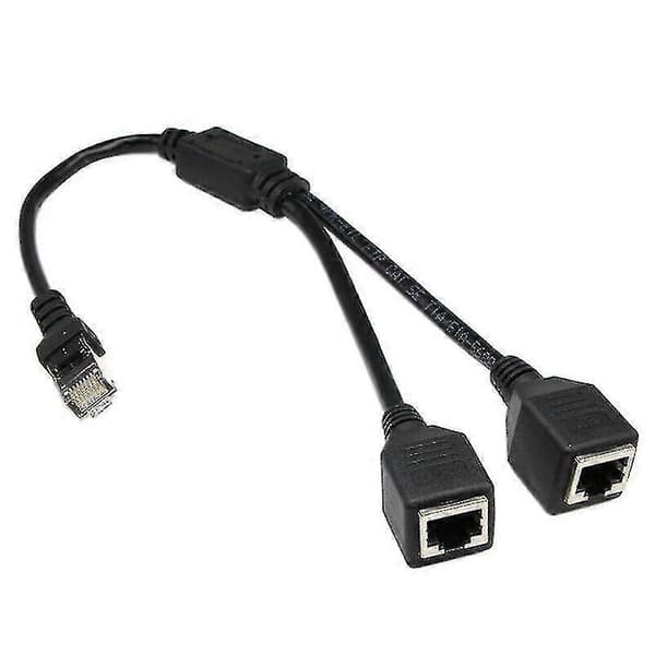 1 hann til 2 hunn RJ45 Ethernet nettverk LAN-utvidelsessplitterkabeladapter