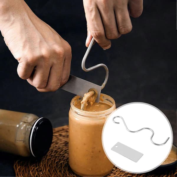 Rørestav i rustfrit stål med håndsving, skraber, smørblander til blanding og smøring af peanut-, mandel- og nøddesmør B