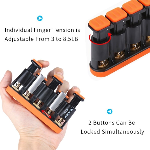 Orange - 1 stk. Fingertræner, Fingertræningsværktøj, Justerbar