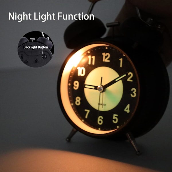 Retro Luminous Herätyskello Hiljainen Kvartsi Sängynpäätyherätyskello