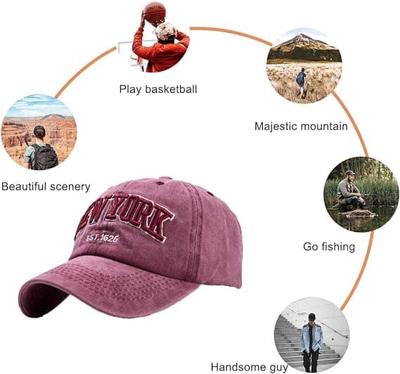 Viininpunainen Baseball-lippis Unisex Säädettävä Pipo Anti-UV Auringonsuoja
