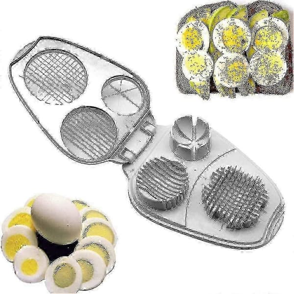 Eggkutter, 3-i-1, Rustfritt Stål, Manuell Eggkutter - Eggkutter For Hardkokte Egg