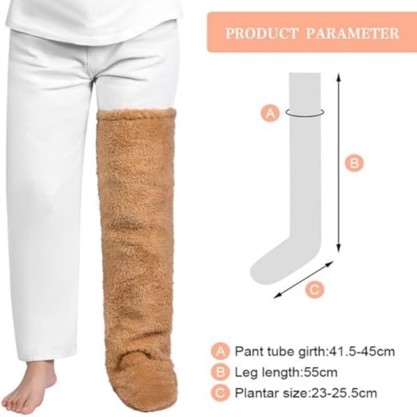 Thermal fleece -sukat naisille - ruskeat, jalkojenlämmittimet, söpö pehmo B