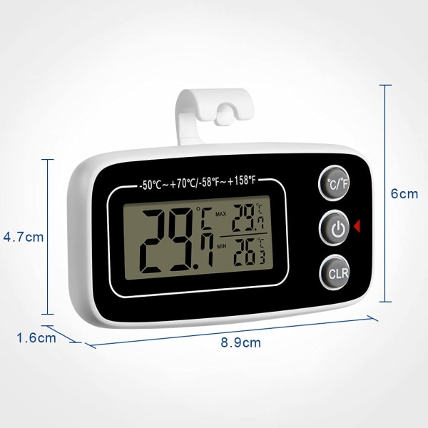 Kjøleskapstermometer Vanntett Frysertermometer med krok Max/