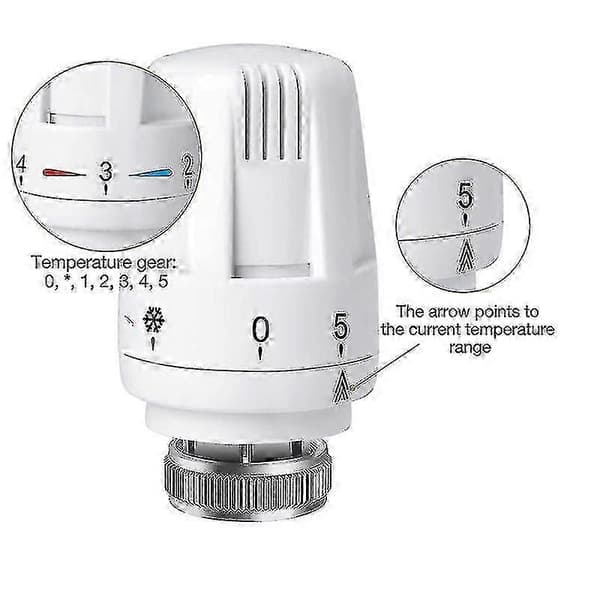 Justerbar termostatisk radiatorventil M30 X 1.5 Termostatventil Huvud Standard Radiatorventil Ersättningshuvud