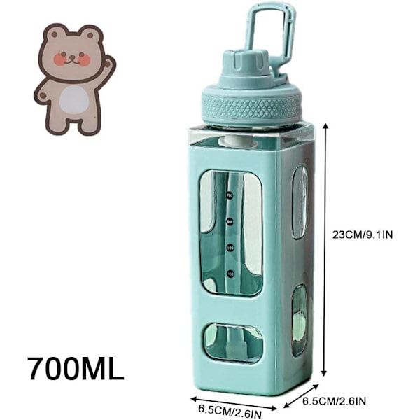 ##/Vattenflaska 700ml med sugrör - grön, söt vattenflaska##/