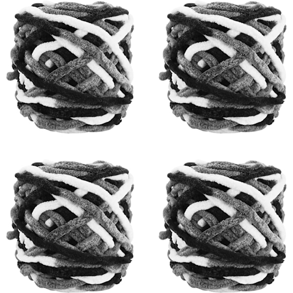 ##/(Svart, Vit och Grå) 4 Pack med 100g Akryl Stickgarn för ##/