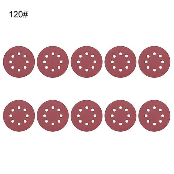 10 stk. 125 mm 8 huller rund form slibeskiver med velcro sandpapir 100 Grit