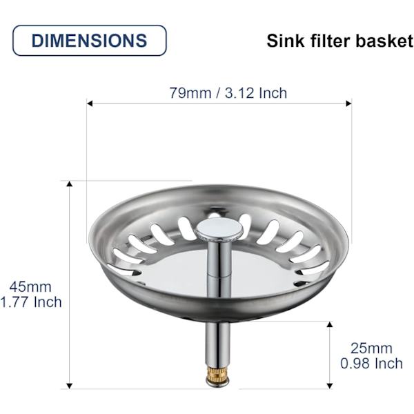 Kökshovsfilter ? 79 mm, Rostfritt Stål Kökshovsstopp