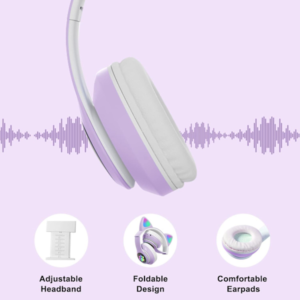 (Lila) barnhörlurar, trådlösa Bluetooth-hörlurar