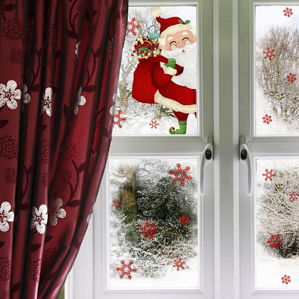 ##/Snögubbe Tomte väggdekal, fönsterdekal 27*40cm##/