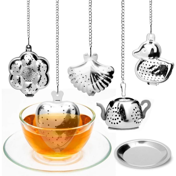 Fint Hål Te-filter, 5 ST Rostfritt Stål Te-infuser Te-boll