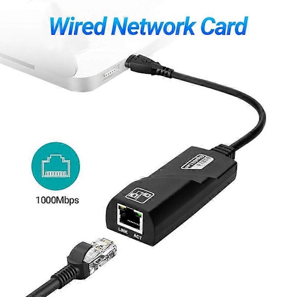 Kablet Nettverkskort Høyhastighets Stabil Utgang Plug Play USB 3.0 USB C til RJ45 100/1000Mbps Eksternt WiFi Nettverkskort for Stasjonær PC A