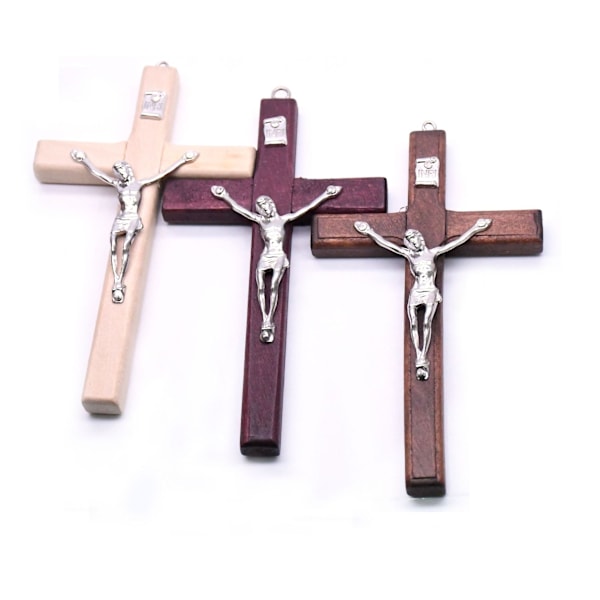 /#/3 Trä Hängande Religiös Tillbedjan Symbol för Heminredning Trä Katolsk Krucifix Prydnad/#/