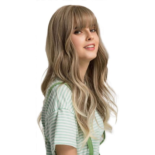 En 24 tommer lang krøllete parykk for kvinner Blond Naturlig Synt