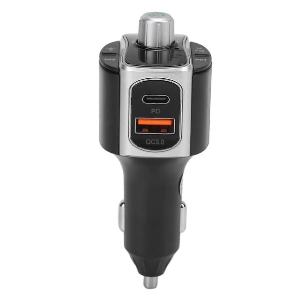 Bluetooth 5.0 FM-sender Dobbel Skjermvisning 3 USB-porter QC3.0 Hurtiglading med 7 Farger Bakgrunnsbelysning