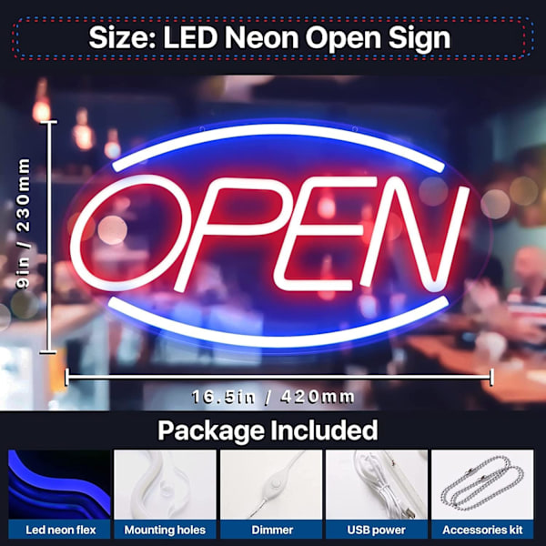1 Stycke Neon LED Öppen Neon Bokstavskonst Väggskylt Öppen Ljus USB N