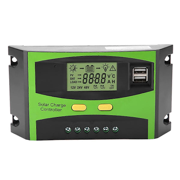 PWM Smart Dual USB Solar Panel Ladecontroller Regulator LCD Display 12V 24V 20A
