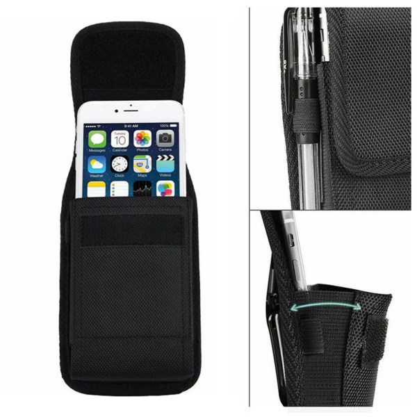 Mobiltelefonväska bältesväska (svart 2-pack, lämplig för 5,0-5,5 tum