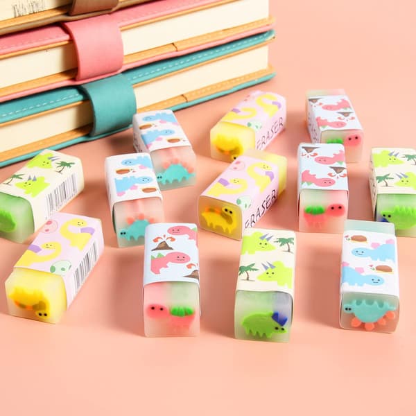 12 Stykker Novelty Viskelædere Kawaii Søde Børn Dinosaur Viskegummi Brugt
