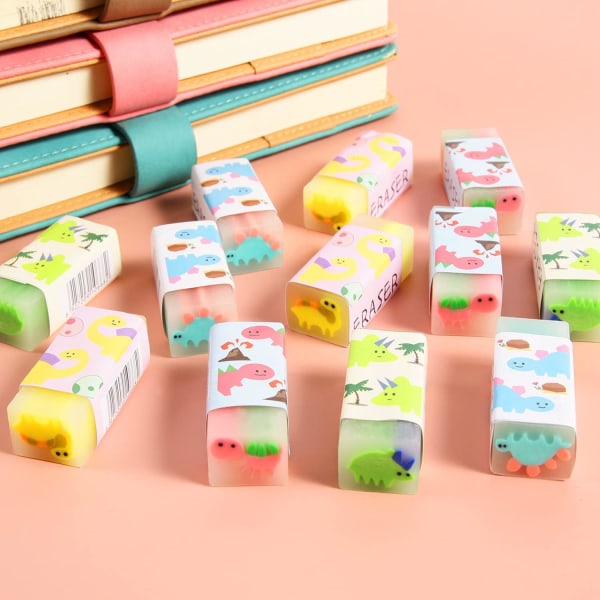 12 stykker nyheds viskelæder Kawaii Cute Kids Dinosaur Eraser brugt