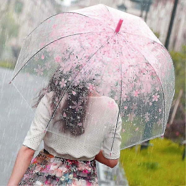 Boble Paraply Piger, Børn, Voksen Dome Formet Stok Regn Paraply Sakura