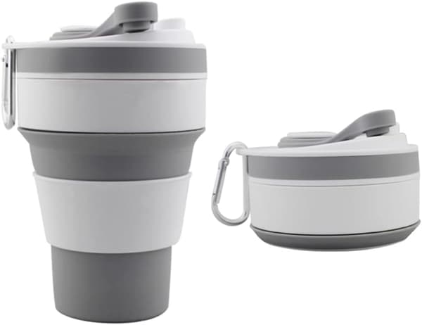 Grå - 1 stk sammenklappelig kaffekop, 350ML Genanvendelig kaffekop Por