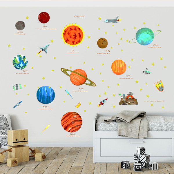 Planet Star Väggdekaler Barnrum Heminredning Vägg D