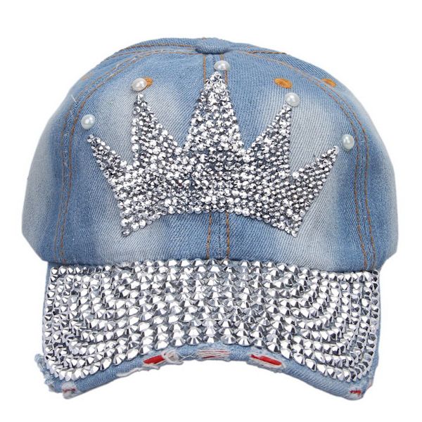 Baseballcaps med rhinestones - Krone, Cowboyhatt i
