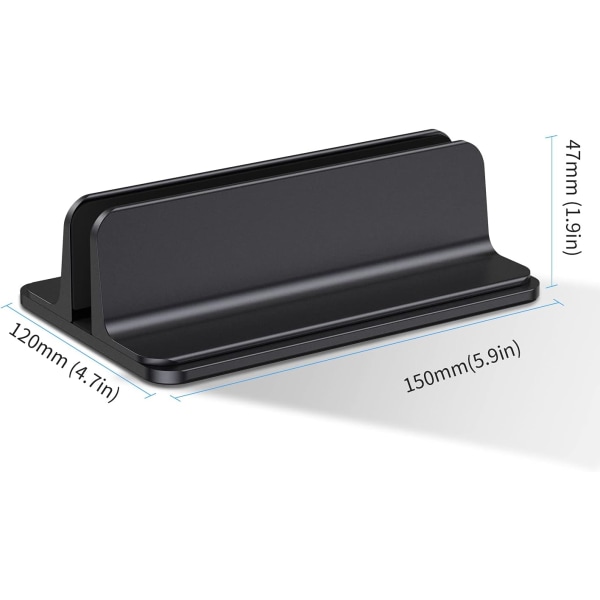 Sort - Vertikal Laptop Stativ, Justerbar Aluminium Stativ til Mac