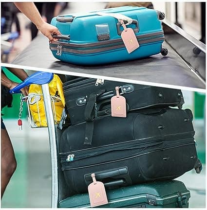 2 bagagetiketter Passfodral (rosa), 1 passfodral och 1 bagage