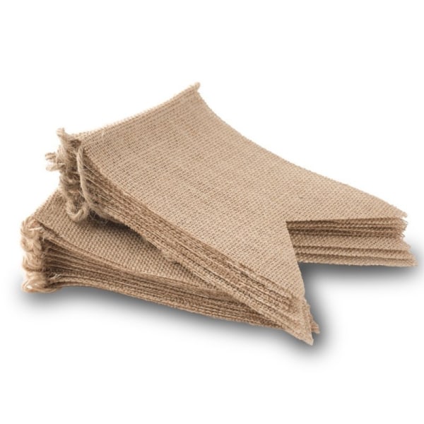 24 Burlap Flaggor för Bröllop, Dop, Inomhus och Utomhus