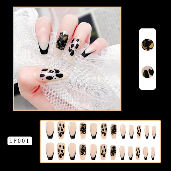 24 stk. Lange Falske Negle, Smukke Medium Ballerina Stick On Negle
