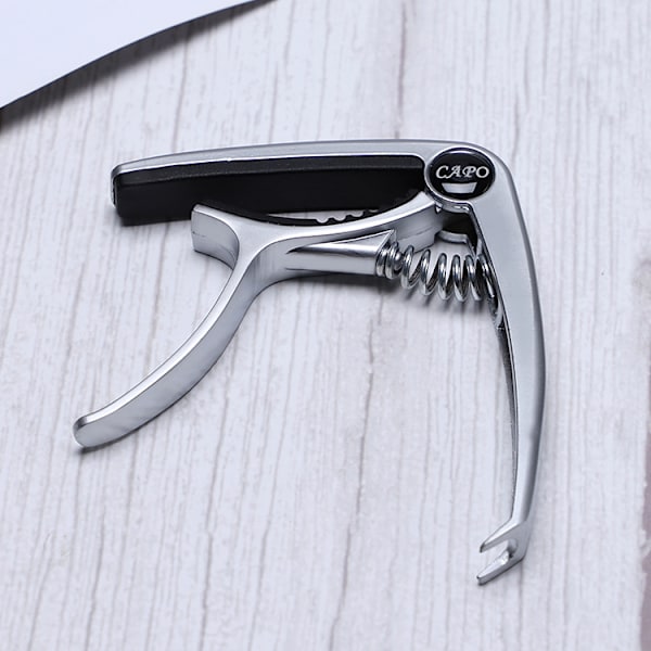 Guitar Capo i Zink Legering (Sølv), Metal Capo, Ukulele Klips, Tommel